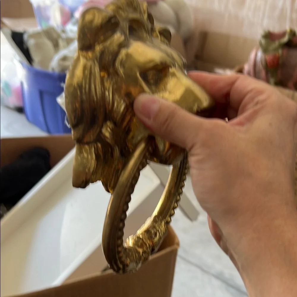 Gold Lion Head Door Knocker